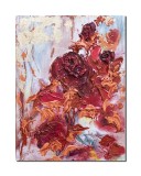 Cumpara ieftin Tablou impasto pictat manual cu foita de aur, Trandafiri stilizati, 40x30cm acril pe panza in relief efect 3D, Kenny Varniote