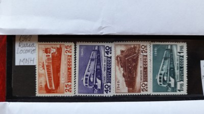 1949-Rusia-Locomotive-Mi=1414 la1417-complet set-MNH-Mi=17 Eur foto