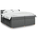 Cumpara ieftin Pat box spring cu saltea, gri &icirc;nchis, 200x200 cm, textil
