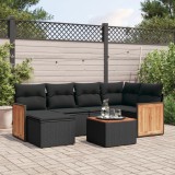 vidaXL Set canapele de grădină cu perne, 7 piese, negru, poliratan 3227861