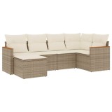 Cumpara ieftin Set canapele de gradina cu perne, 6 piese, bej, poliratan