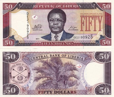 LIBERIA 50 dollars 2011 UNC!!! foto