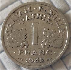 Moneda ISTORICA 1 FRANC - FRANTA, anul 1942 *cod 434 A foto