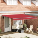 vidaXL Marchiză Manuală Retractabilă Roșie 400x350 cm