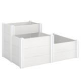Outsunny Pat de grădină &icirc;nalt 3 niveluri, stivabil, cu fund deschis, jardiniere modulare montaj DIY din plastic | Aosom Romania