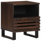 Noptiera Gossi lemn masiv mango 40x34x46 cm stil industrial cu compartiment si sertar maro