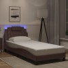 VidaXL Cadru de pat cu lumini LED, maro, 90x190 cm, piele ecologică 3213989