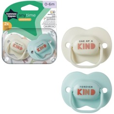 Suzeta Tommee Tippee Anytime, design ortodontic simetric, fara BPA, include cutie de sterilizare, 0-6 luni, 2 buc, alb -albastru