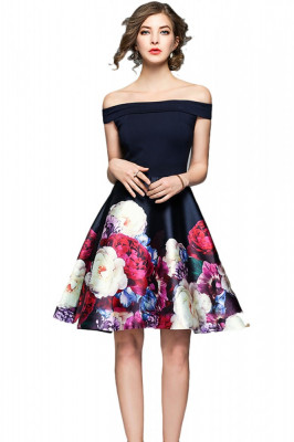 M741-100 Rochie midi cu imprimeu floral foto