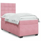 VidaXL Pat box spring cu saltea, roz, 80x200 cm, catifea 3293067