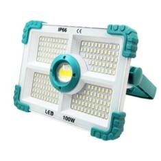 Proiector solar, putere 100W, cu 188 LED-uri, unghi de iluminare 180 grade, 4 moduri de iluminare, gri/verde