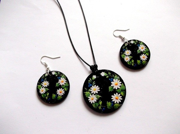 set lemn cu motiv floral 39740