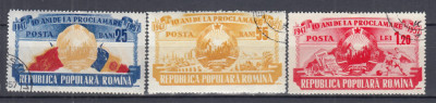 ROMANIA 1957 LP 449 - 10 DE LA ANI PROCLAMAREA R.P.R. SERIE STAMPILATA foto