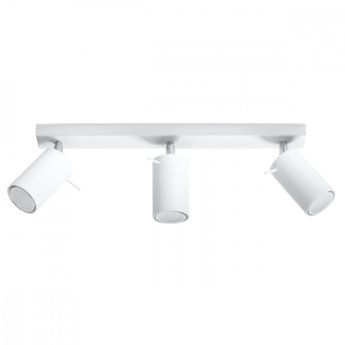 Lustră De Tavan Ring Alb Oțel 3 Becuri Tub Modern De Interior