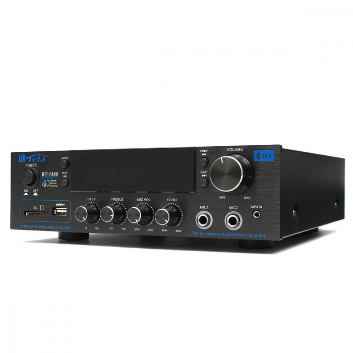 Amplificator profesional stereo Teli BT-1388, 50W x 2 cu Bluetooth si
