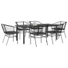 VidaXL Set de sufragerie de grădină 7 piese neagră sticlă polirattan 3334602
