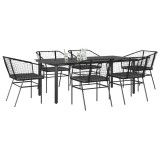 Gossi set de sufragerie de gradina 7 piese neagra sticla polirattan