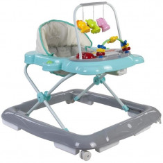 Premergator Pisicuta Sun Baby, suporta maxim 12 kg, 4 roti, Turcoaz/Gri foto