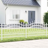 vidaXL Gard de grădină Alb 115 cm Oțel vopsit &icirc;n pulbere