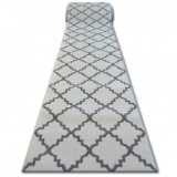 Traversa Sketch F343 alb și gri marocani Trellis, 100 cm, Dreptunghi, Polipropilena