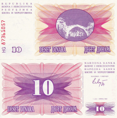 BOSNIA-HERTEGOVINA 10 dinara 1992 UNC!!! foto