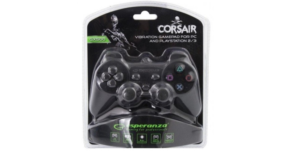 Gamepad Esperanza GX500 Cablato USB Per PC, PS2, PS3 E Portatili - Nero EG102