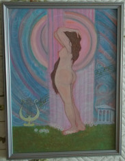 Tablou &amp;quot;Nud antic I&amp;quot;, pictat in culori acrilice, 42,5x32,5 cm, cu rama din lemn foto