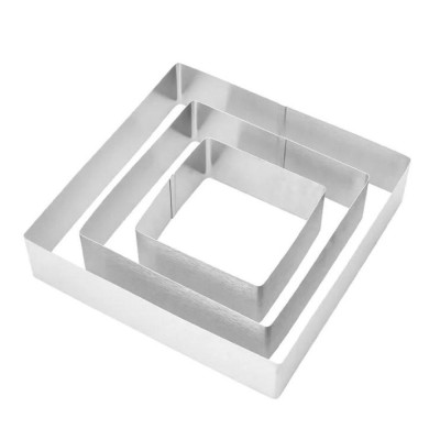 Set 3 forme metalice Pufo Cake pentru blat de tort, prajituri, otel, argintiu foto