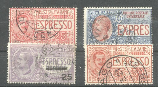 Italy 1903-1920 Special Delivery Mi.85 93 128 132 Sas.E1-4 used AM.511
