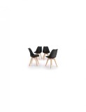 Set 4 buc scaune Stil Scandinav negre, cu picioare din lemn de Fag, sezut din PP si perna din piele ecologica, 49 x 43 x 82 cm, EXPRESS