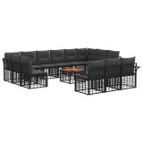 vidaXL Set de canapele de exterior 14 pcs Negru și Gri &icirc;nchis 3437791