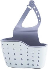 Suport Cos pentru Burete de Spalat Vase Bucatarie, pentru Chiuveta, Curea Reglabila din Silicon, Alb/Gri, CBD