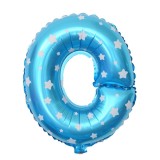 Balon folie metalizata litera o, flippy, 40 cm, cu imprimeu stelute, umflati cu heliu sau aer, ambalaj individual, pai inclus, albastru