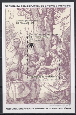 Sao Tome si Principe 1979 - 450 de ani de la moartea lui Albrecht Durer, Colita, Cota 20.50 EURO, MNH foto