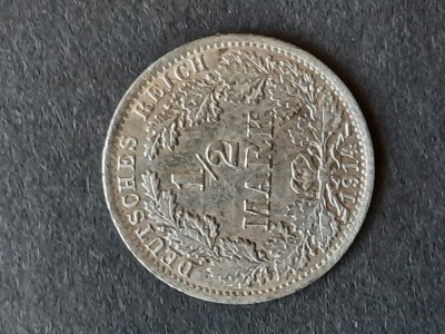 1/2 Mark 1914, litera A, Germania - B 5889 foto