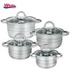 Set 8 Piese Gatit Inox Vanora Home Medina, Baza Capsulata 5 Straturi, Inductie, Capac Sticla Termorezistenta