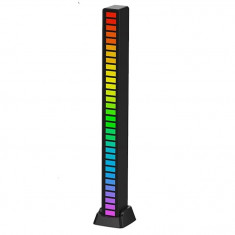 Lampa LED tip bara, RGB, cu lumini sincronizate audio, pentru atmosfera in camera - Negru