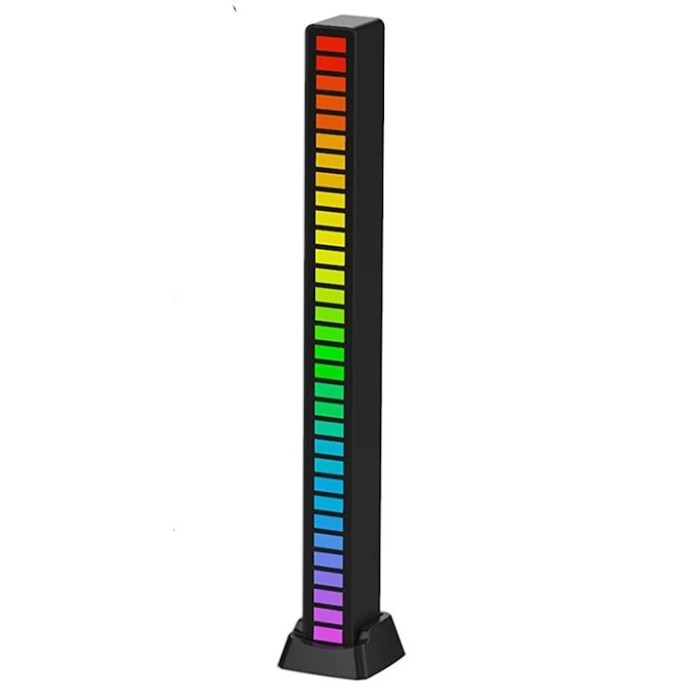 Lampa LED tip bara, RGB, cu lumini sincronizate audio, pentru atmosfera in camera - Negru