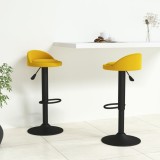 VidaXL Scaune de bar, 2 buc., galben, catifea