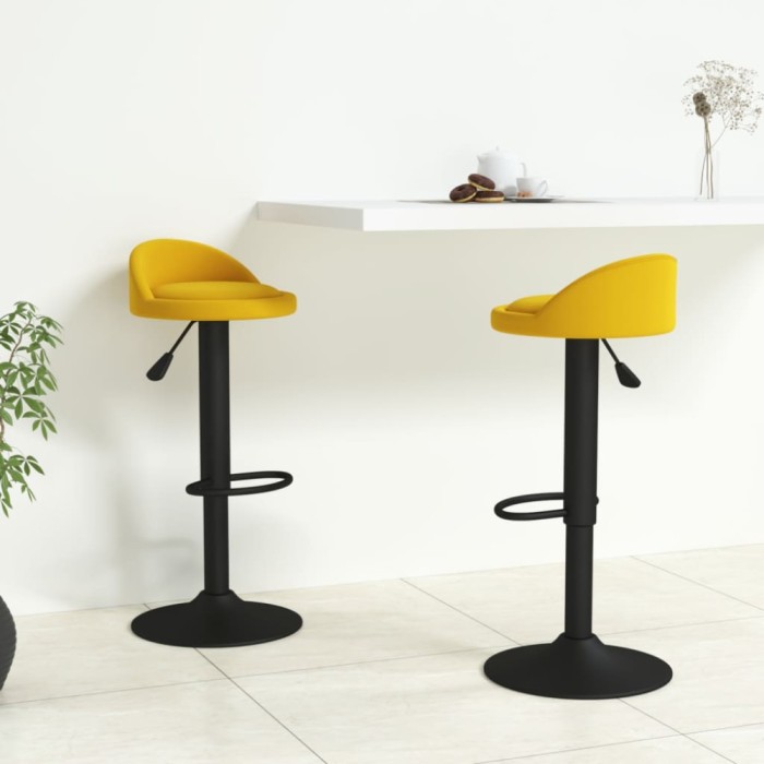 vidaXL Scaune de bar, 2 buc., galben, catifea 333608