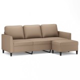 Canapea cu 3 locuri / taburet cappuccino 180 cm piele ecologica