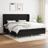 vidaXL Pat box spring cu saltea, negru, 200x200 cm, textil