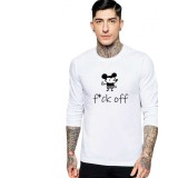 Bluza barbati alba - f*ck off Mickey Mouse - XL