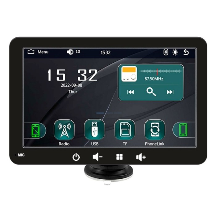 Sistem Multimedia Techstar&reg; Apple Carplay/Android 7093P, Ecran Tactil, 7 Inch 1080P Full HD, Bluetooth, Mirror Link/Card TF/USB/AUX, Negru