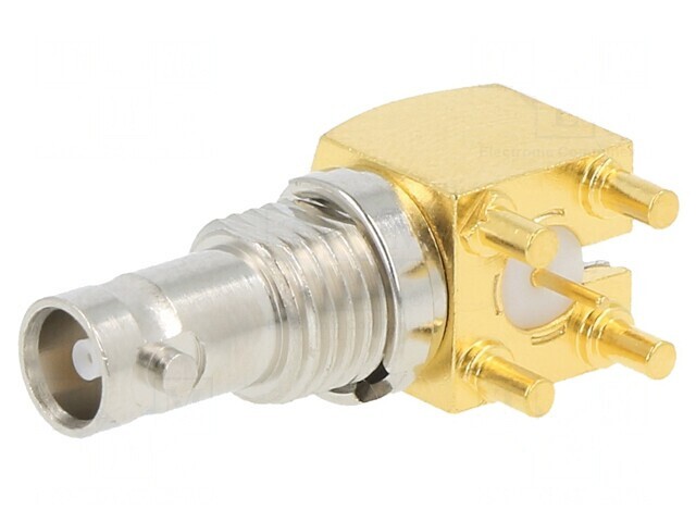 Soclu Micro BNC 90&deg; 75&Omega; THT PTFE aurit