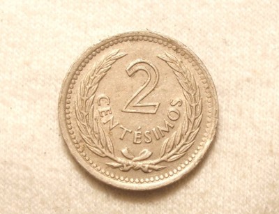 URUGUAY 2 CENTESIMOS 1953 VF+ foto