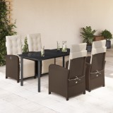 Gossi set mobilier de gradina, 5 piese, cu perne, maro, poliratan