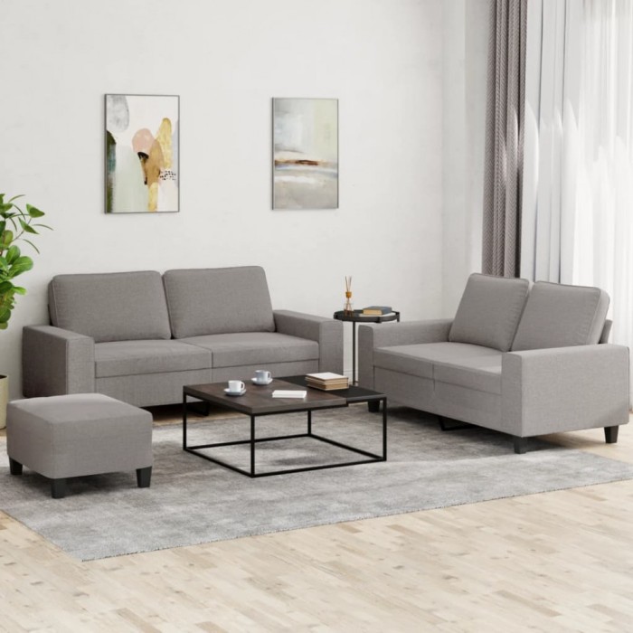vidaXL Set de canapele, 3 piese, gri taupe, textil