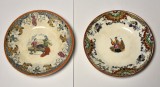 Doua farfurii vechi din ceramica - pictate manual - secol XIX