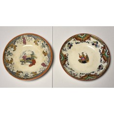 Doua farfurii vechi din ceramica - pictate manual - secol XIX